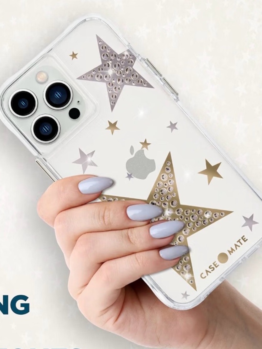 case-mate Clear Star Rhinestone iPhone Case - Gold & Silver Stars 13 ProMax